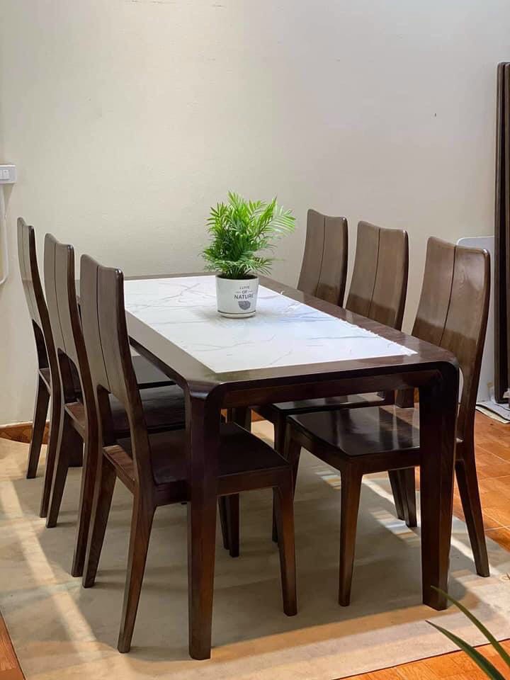 Bộ bàn ăn 6 ghế gỗ sồi tự nhiên sang trọng